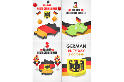 Deutschen einheit banner set, isometric style