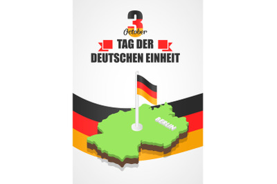 German unity day concept background, isometric style