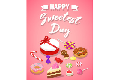 Sweetest day concept background, isometric style