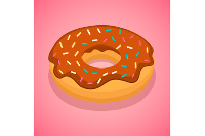 Choco donut icon, isometric style