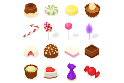 Candy icon set, isometric style