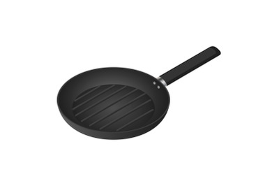 Frying pan icon, isometric style