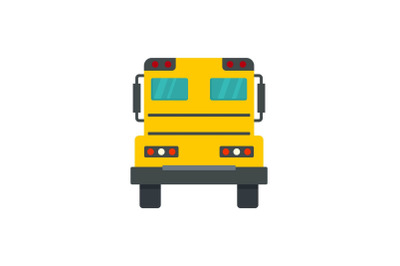 Back of school bus icon, flat style