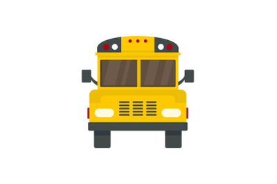 Front of old school bus icon, flat style
