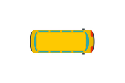 Top view school bus icon, flat style