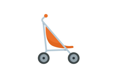 Little pram icon, flat style