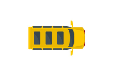 Top view school mini bus icon, flat style