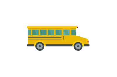 Side view of school bus icon, flat style