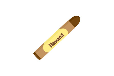 Luxury cuban cigar havana icon, flat style