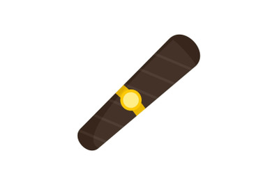 Black cigar of cuba icon, flat style