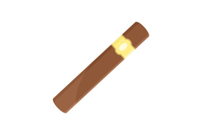 Brown cigar of cuba icon, flat style