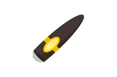 Big brown cuban cigar icon, flat style