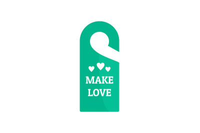Make love hanger tag icon, flat style