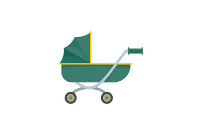 Toy baby pram icon, flat style