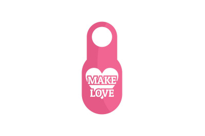 Make love door tag icon, flat style