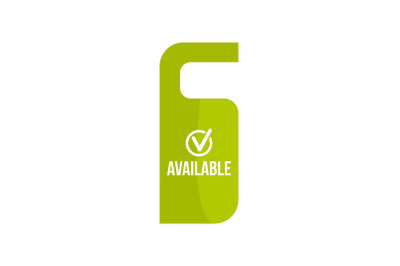 Available door hanger tag icon, flat style
