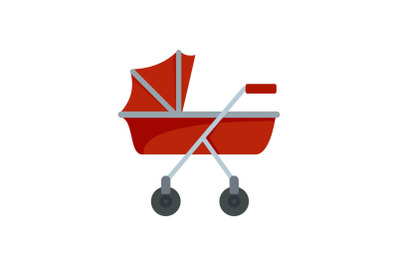 New baby carriage icon, flat style
