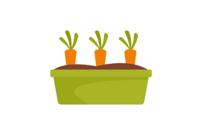 Carrots in garden icon, flat style