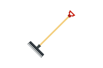 Garden rake icon, flat style