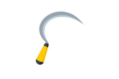 Farm sickle icon, flat style