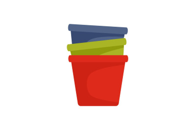 Flowerpots icon, flat style