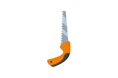 Garden hand saw icon, flat style