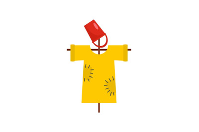 Garden scarecrow icon, flat style