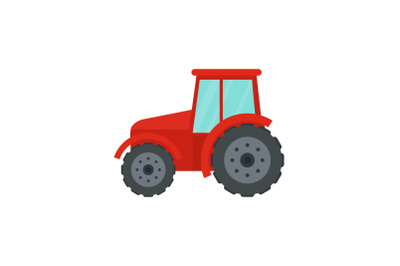 Farm tractor icon, flat style