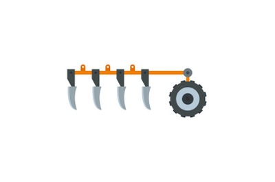 Tractor plow icon, flat style