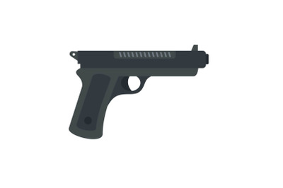 Gangster pistol icon, flat style