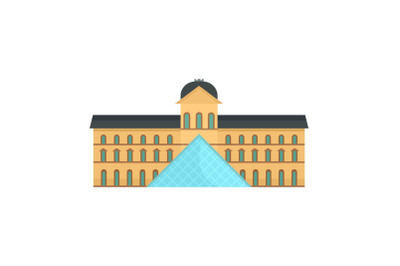 Central paris building museum icon, flat style