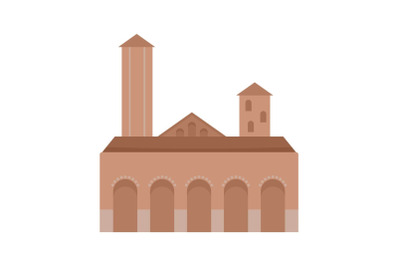 City tower brown building icon, flat style