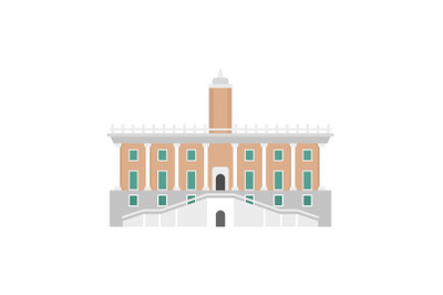 Historical european building in city icon, flat style