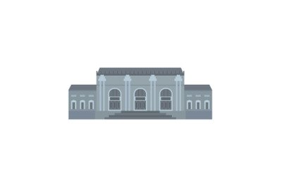 Grey facade historical building icon, flat style