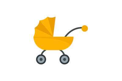 Baby carriage icon, flat style