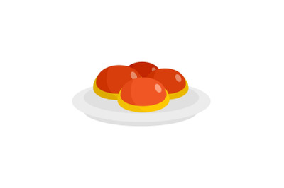 Sweet jewish bakery on plate icon, flat style