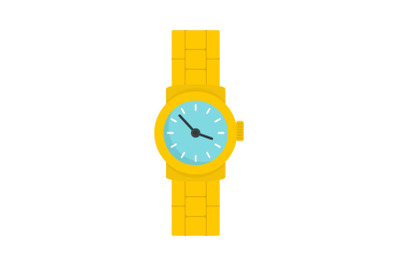 Gold watch icon, flat style