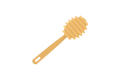 Wood spoon for honey icon, flat style