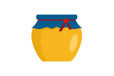 Glass jar of honey icon, flat style