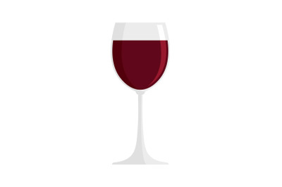 Glass of red wine icon, flat style