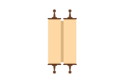 Closed ancient rolled papyrus icon, flat style