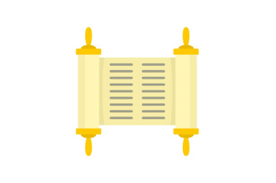 Old book rolled papyrus icon, flat style