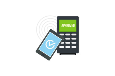 Smartphone payment nfc device icon, flat style