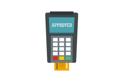 Payment approved credit card icon, flat style