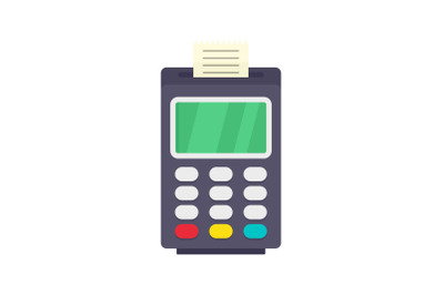 Payment bank terminal paper icon, flat style