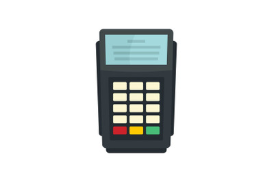 Pos bank payment terminal icon, flat style