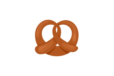 Fresh pretzel icon, flat style