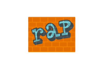 Rap on bricks wall icon, flat style