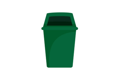 Green park garbage can icon, flat style