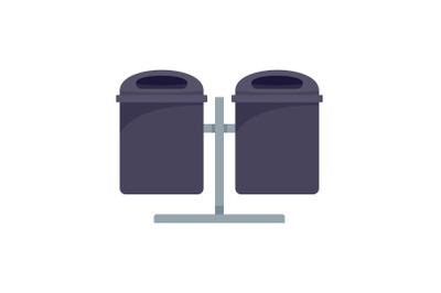 Double trash can icon, flat style